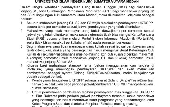 Tertib Pembayaran UKT UIN Sumut