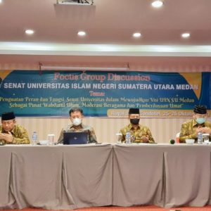 Tingkatkan Peran dan Fungsi Senat Universitas Wujudkan Visi Pusat Wahdatul Ulum : Senat UIN Sumut Gelar FGD Penguatan